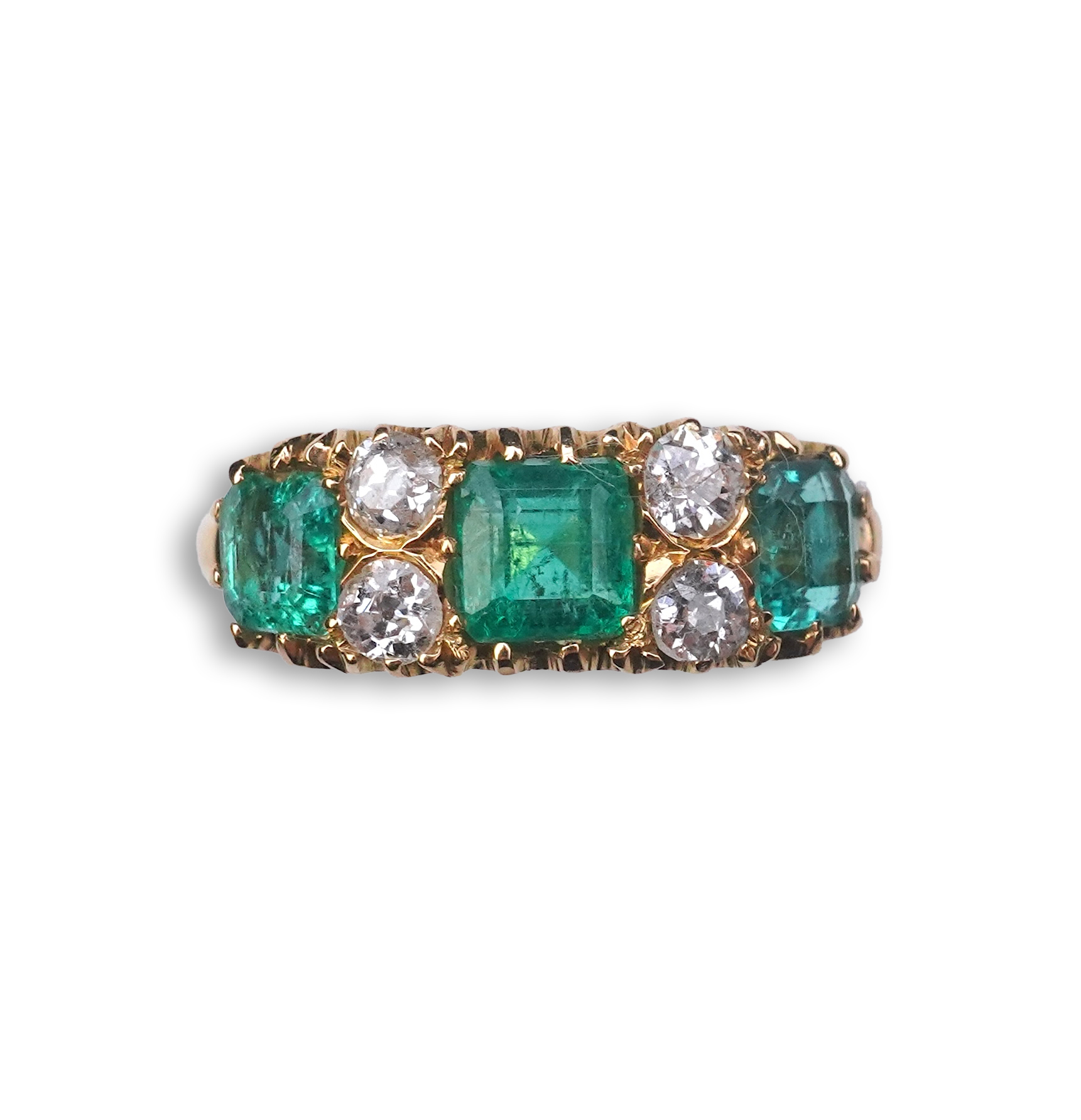 A late Victorian emerald and diamond ring, circa 1901